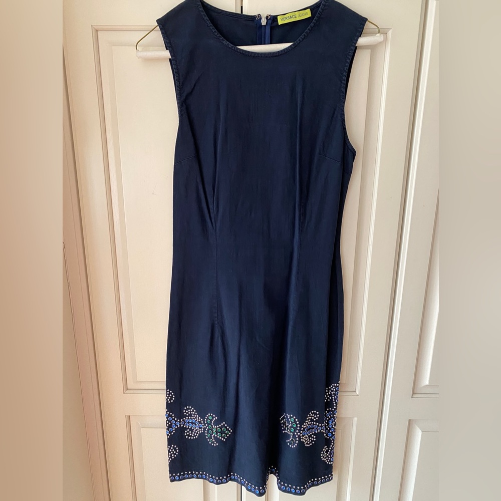 Versace Jeans embellished Dress cotton Navy blue Size IT42